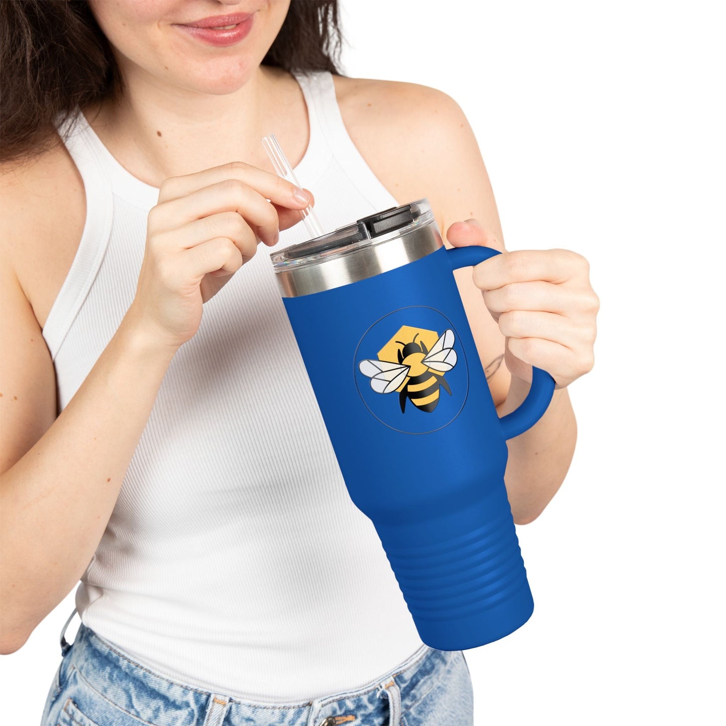 40oz Insulated Travel Mug | Stainless Steel Tumbler with Handle Bee-Tastic: Beans & Teas™