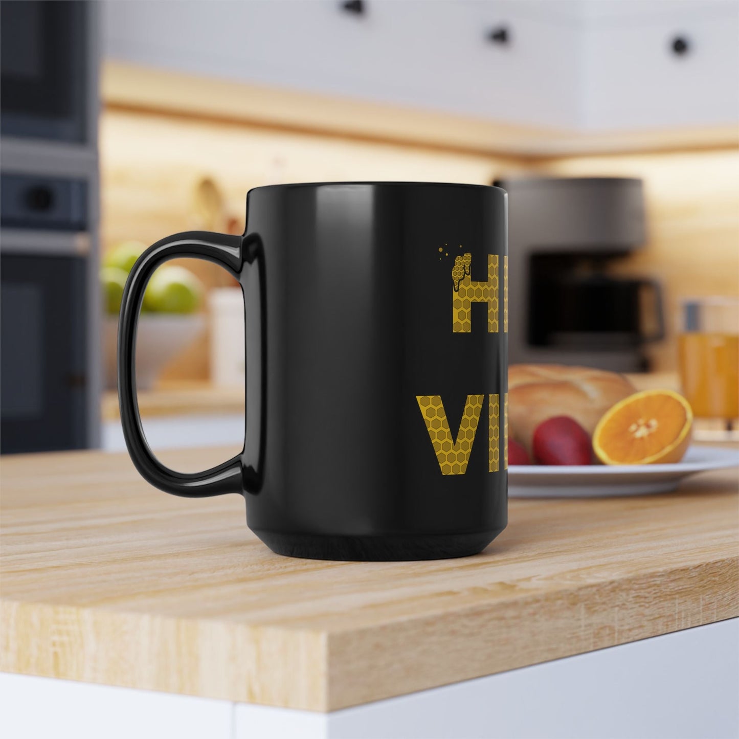 Hive Vibes Black Mug - 15oz Coffee Cup for Bee Lovers Bee-Tastic: Beans & Teas™