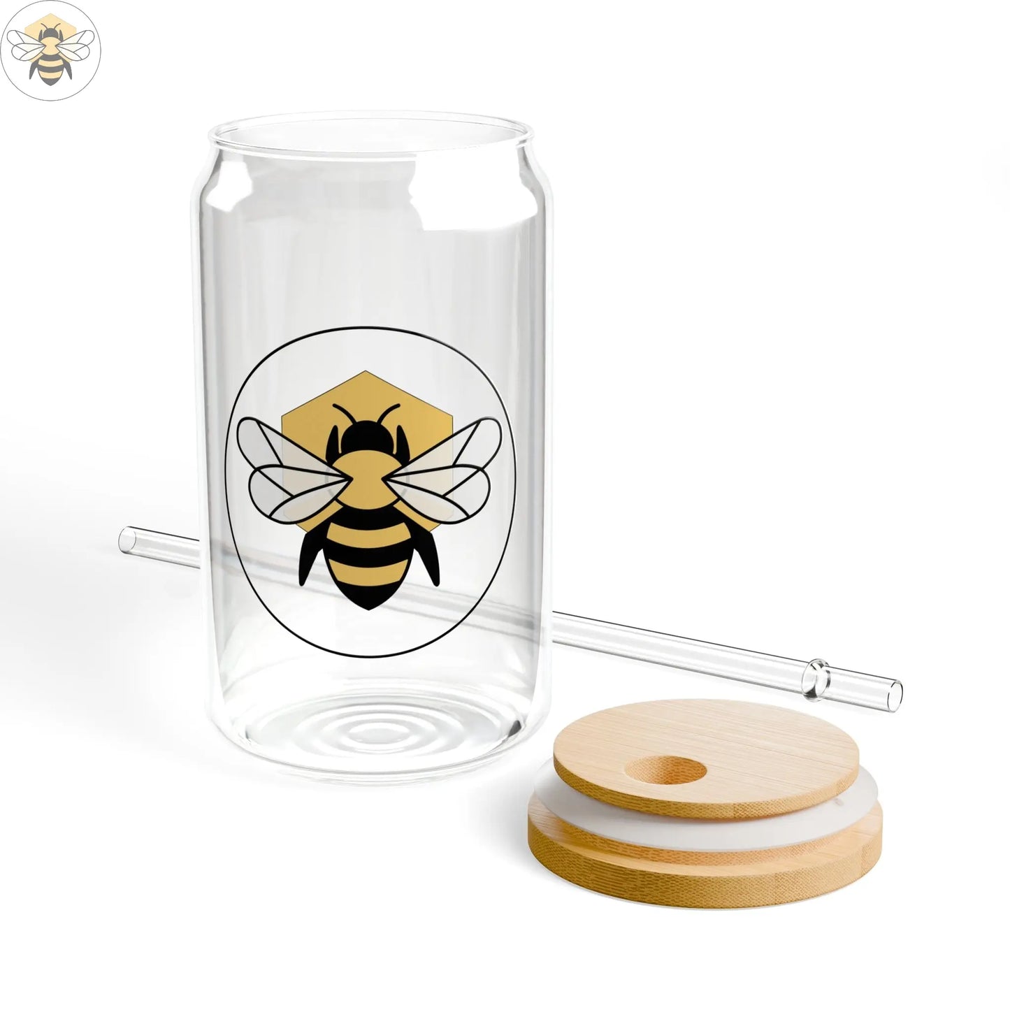 16oz Sipper Glass | Eco-Friendly Drinkware with Straw & Lid Bee-Tastic: Beans & Teas™