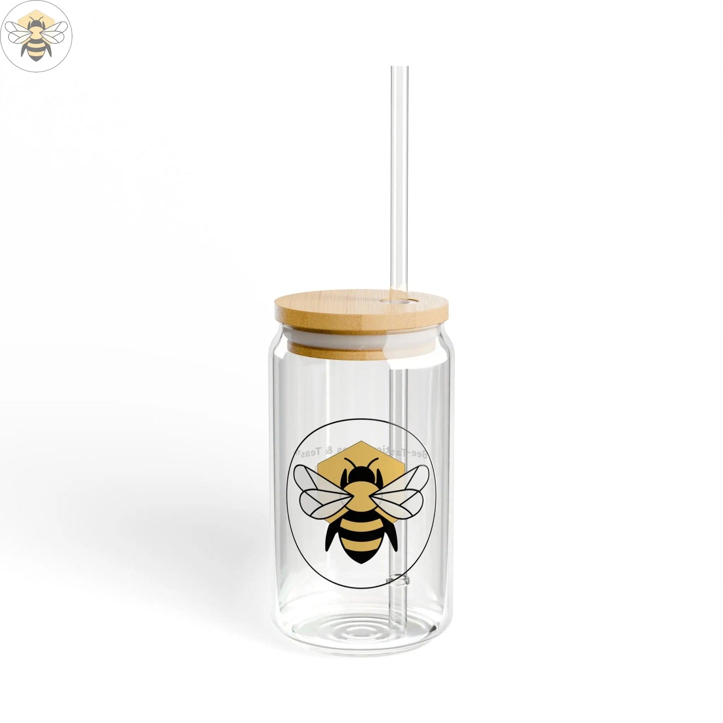 16oz Sipper Glass | Eco-Friendly Drinkware with Straw & Lid Bee-Tastic: Beans & Teas™