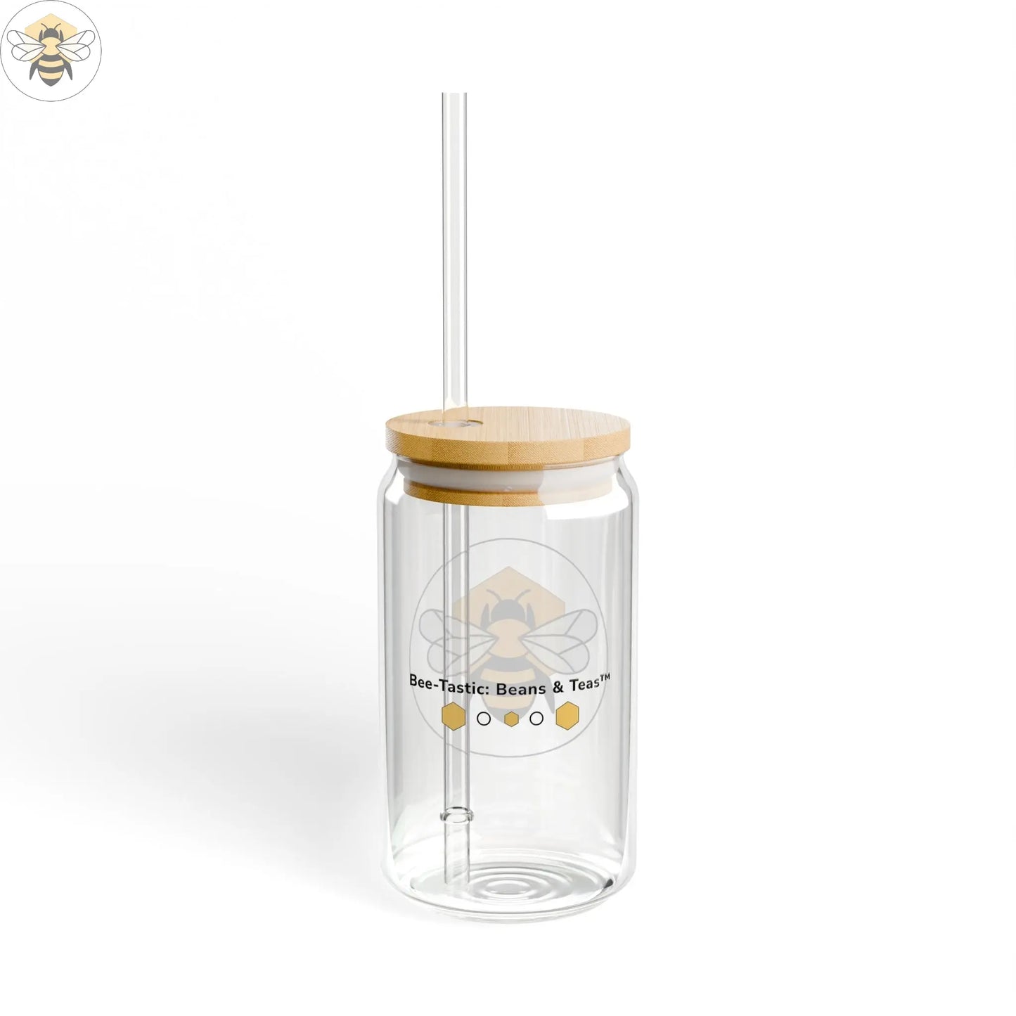 16oz Sipper Glass | Eco-Friendly Drinkware with Straw & Lid Bee-Tastic: Beans & Teas™