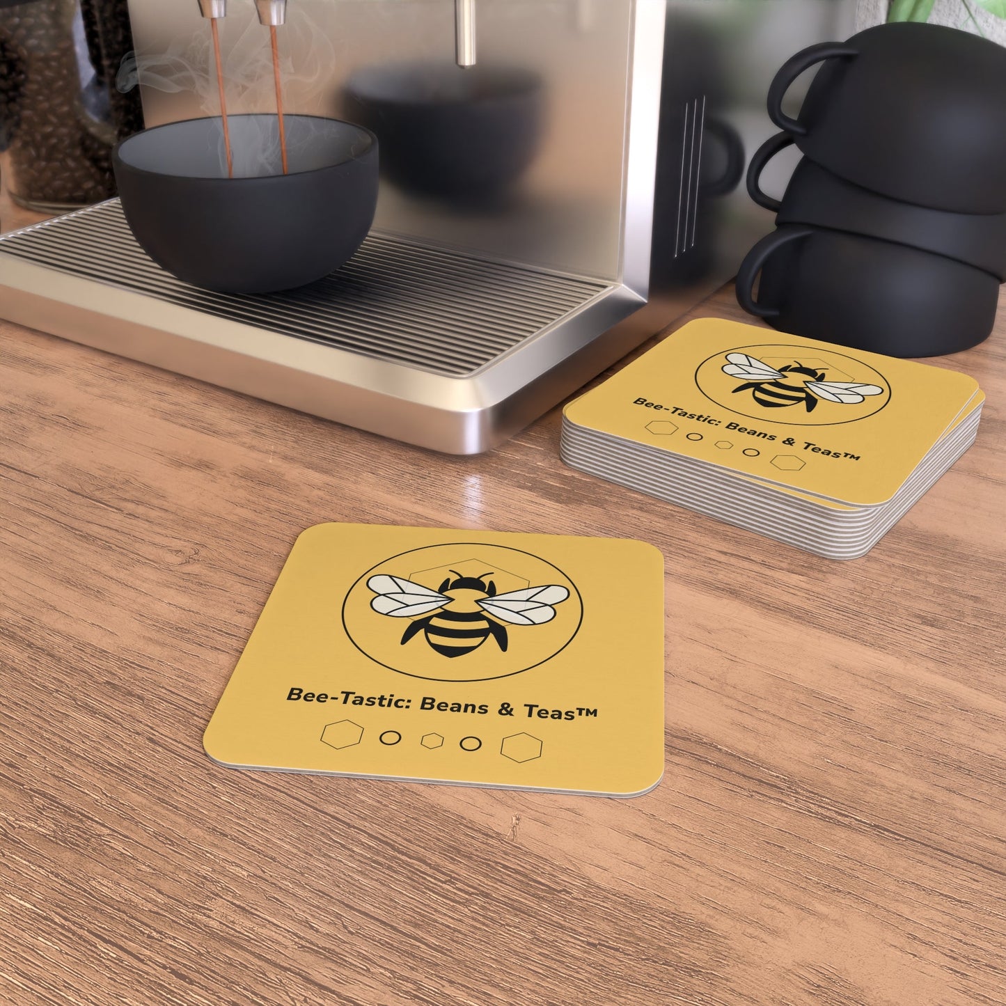 Coaster Set | Stylish & Durable Drink Coasters for Home & Gifts Bee-Tastic: Beans & Teas™