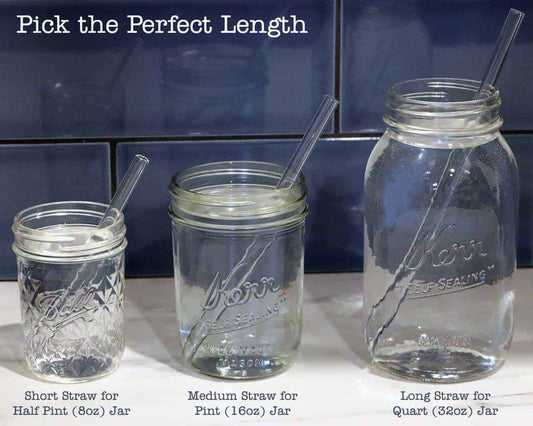 Long Glass Straws for Quart Mason Jars 4 Pack + Cleaner