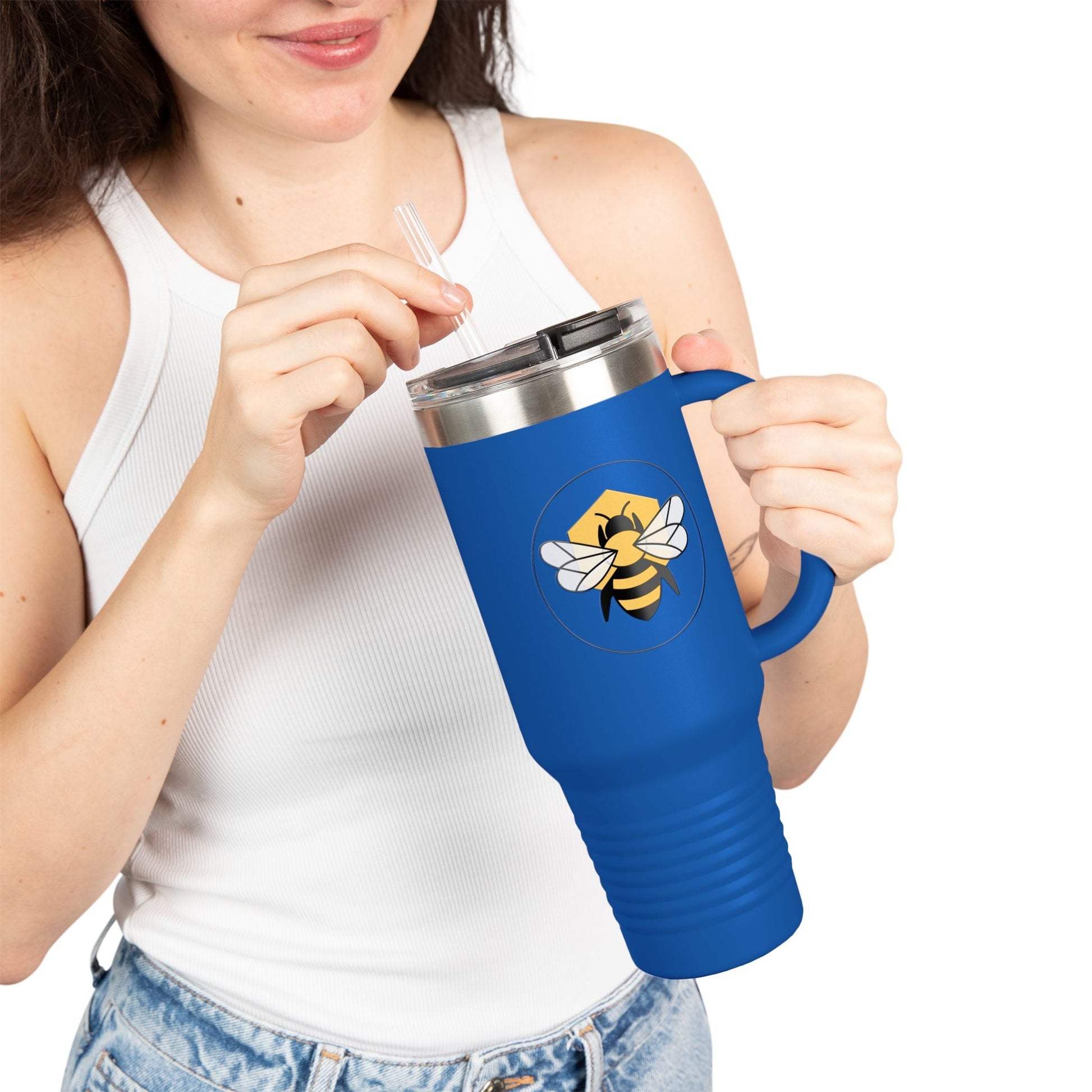 40oz Insulated Travel Mug | Stainless Steel Tumbler with Handle Bee-Tastic: Beans & Teas™