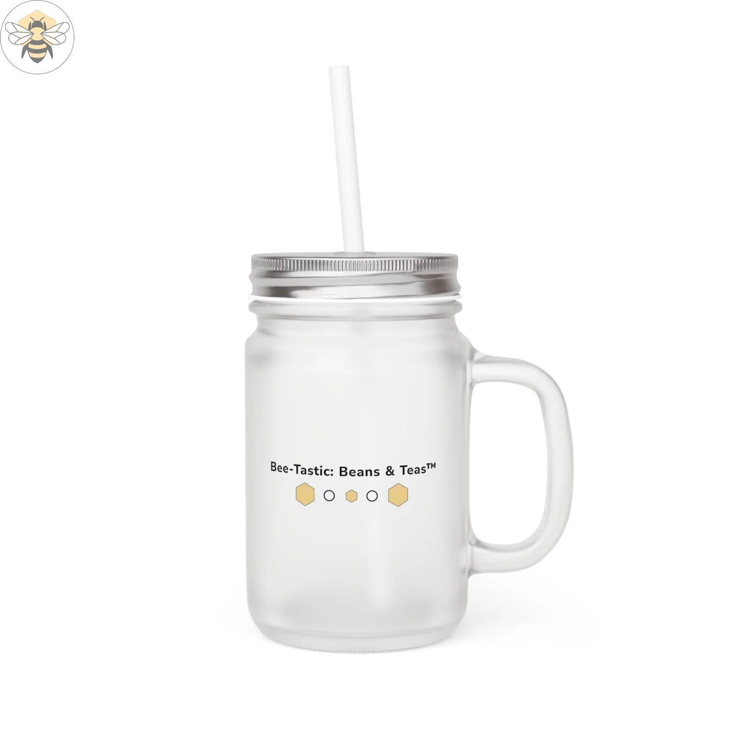 12oz Mason Jar with Straw | Frosted Glass for Summer Drinks Bee-Tastic: Beans & Teas™