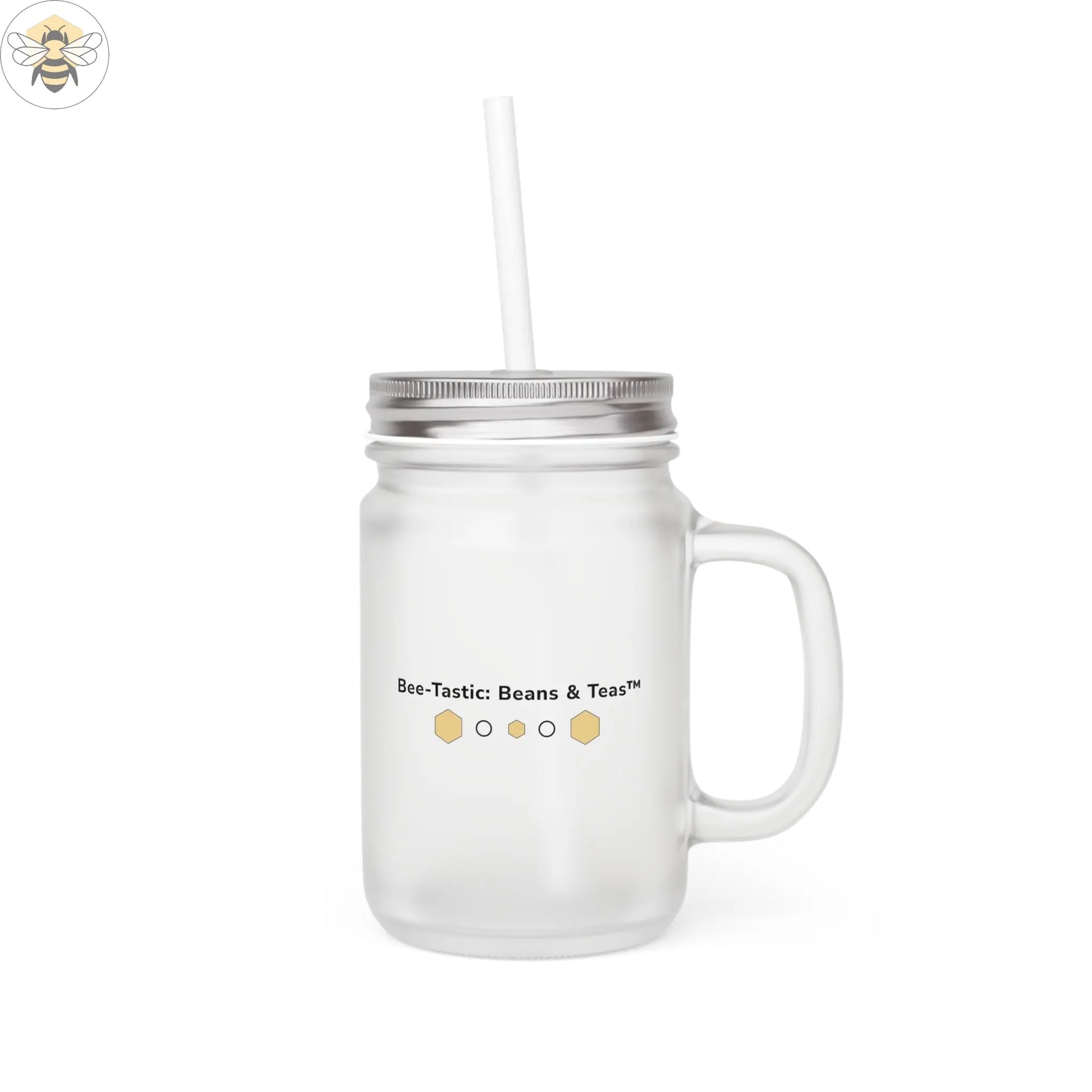 12oz Mason Jar with Straw | Frosted Glass for Summer Drinks Bee-Tastic: Beans & Teas™