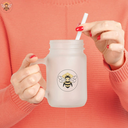 12oz Mason Jar with Straw | Frosted Glass for Summer Drinks Bee-Tastic: Beans & Teas™