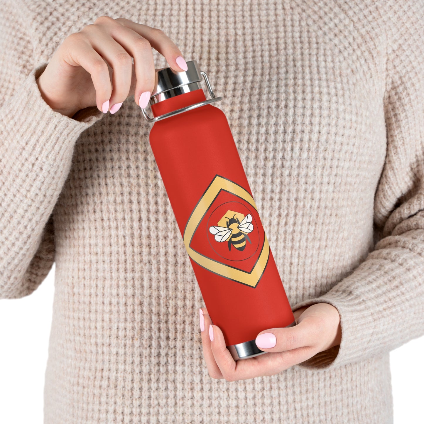 Bee-Inspired Insulated Water Bottle | 22oz Stainless Steel for Hot & Cold Drinks - Bee-Tastic: Beans & Teas™