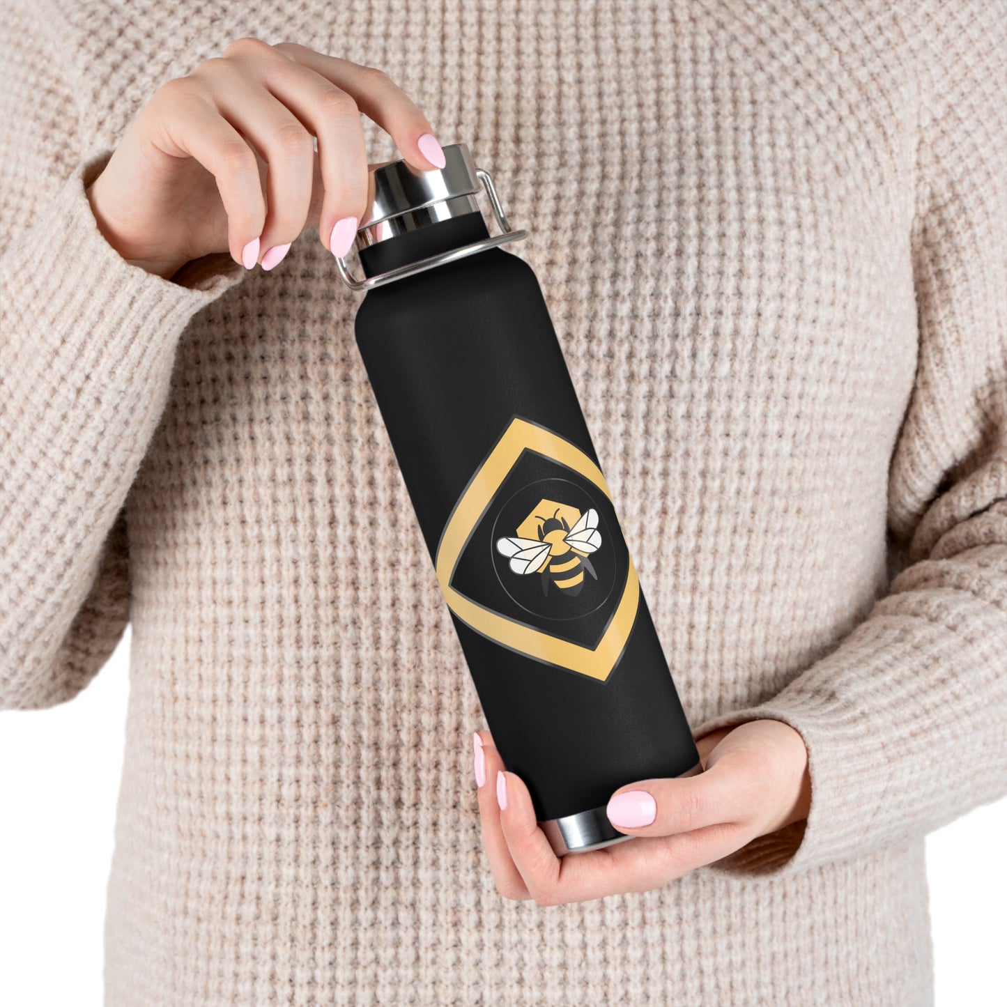 Bee-Inspired Insulated Water Bottle | 22oz Stainless Steel for Hot & Cold Drinks - Bee-Tastic: Beans & Teas™