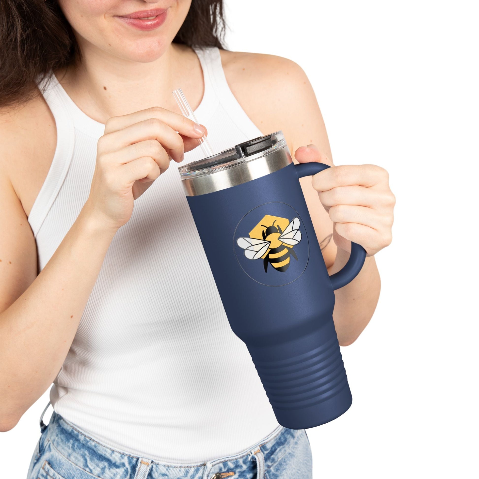 40oz Insulated Travel Mug | Stainless Steel Tumbler with Handle Bee-Tastic: Beans & Teas™