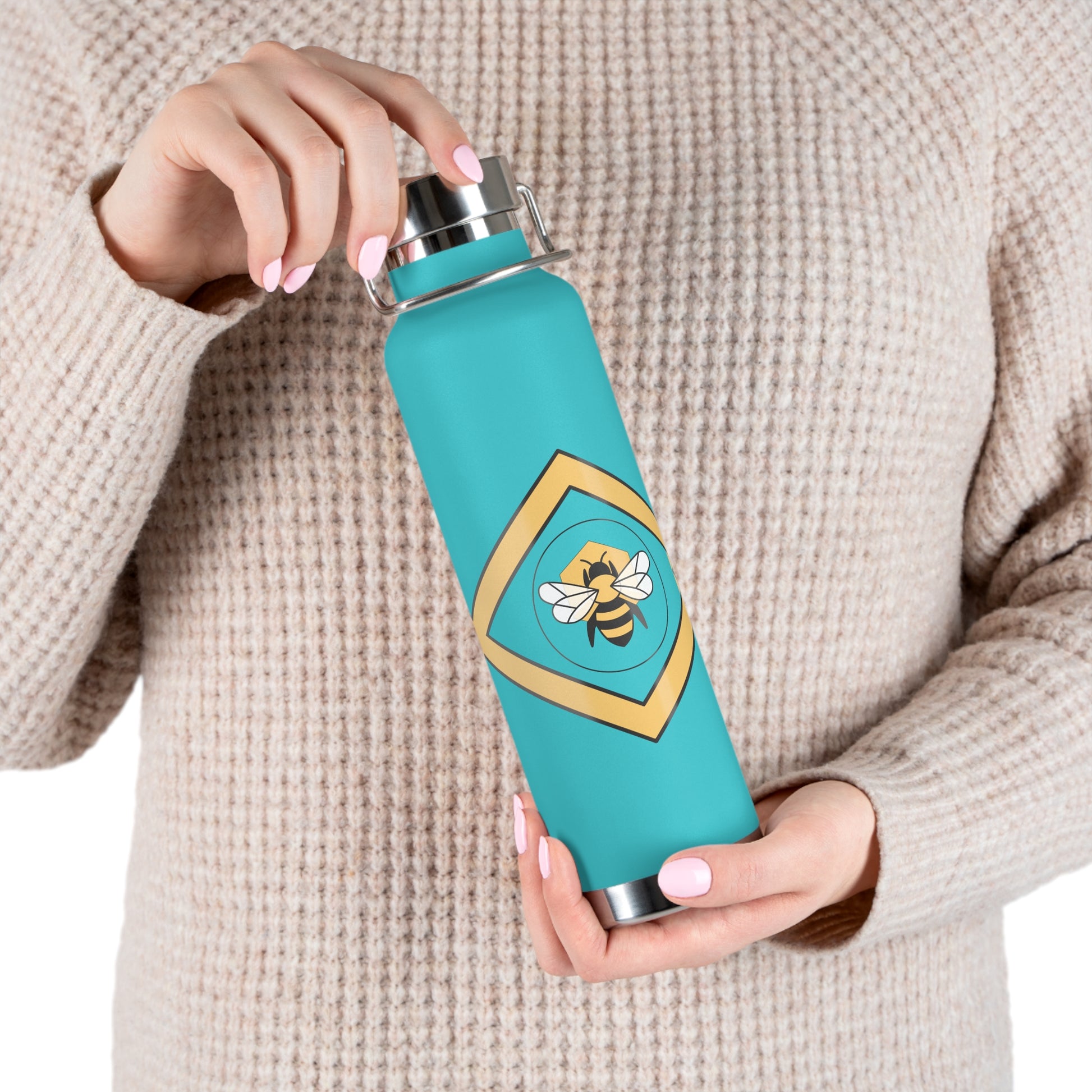 Bee-Inspired Insulated Water Bottle | 22oz Stainless Steel for Hot & Cold Drinks - Bee-Tastic: Beans & Teas™