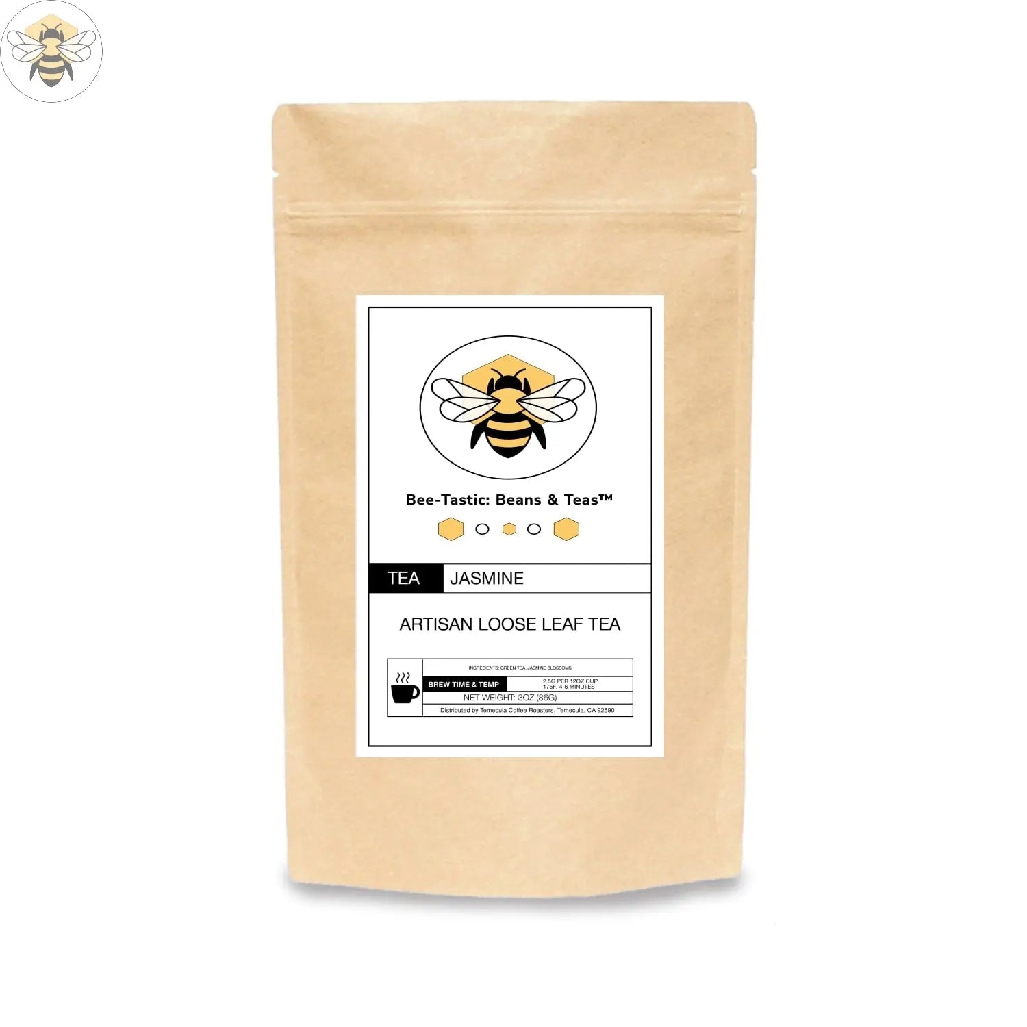 Jasmine Loose Leaf Tea | Floral & Smooth Green Tea Bee-Tastic: Beans & Teas™