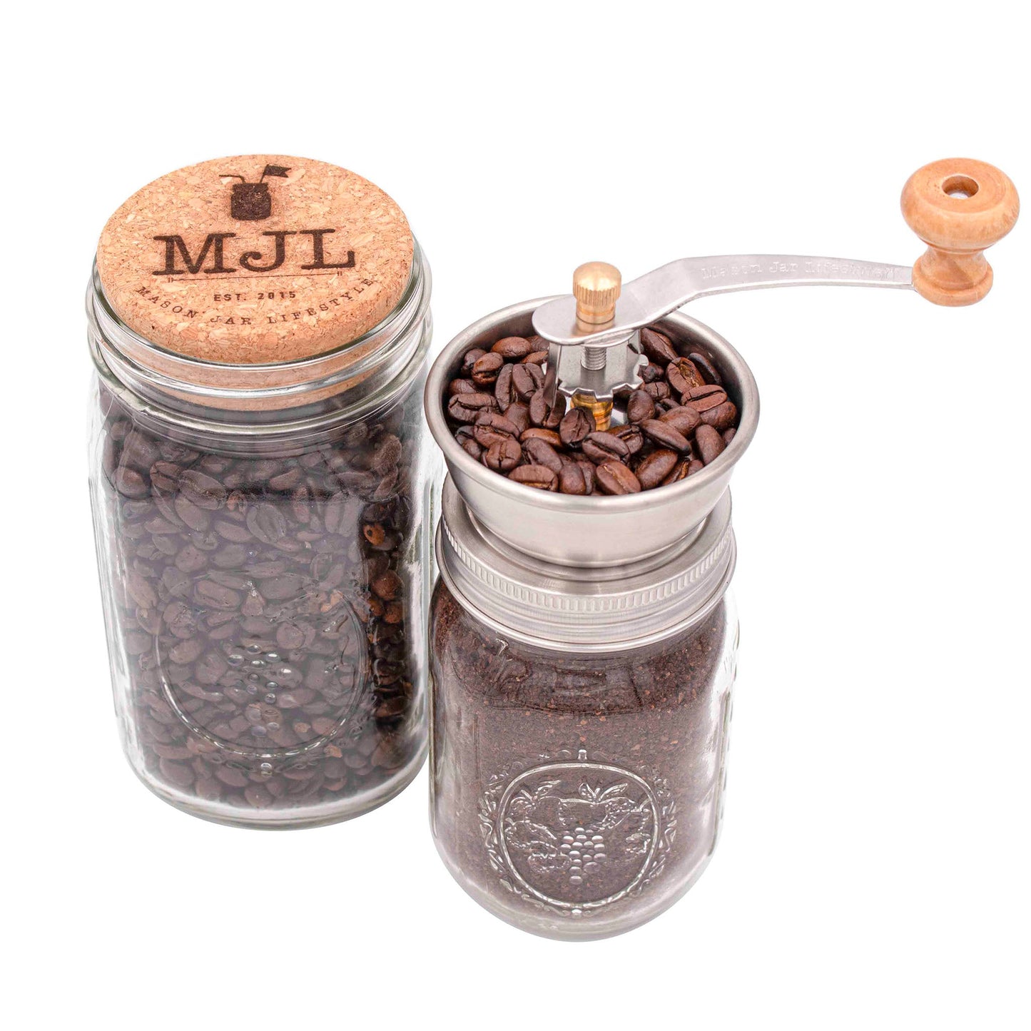 Coffee and Spice Grinder Lid for Mason Jars | Adjustable Ceramic Burr