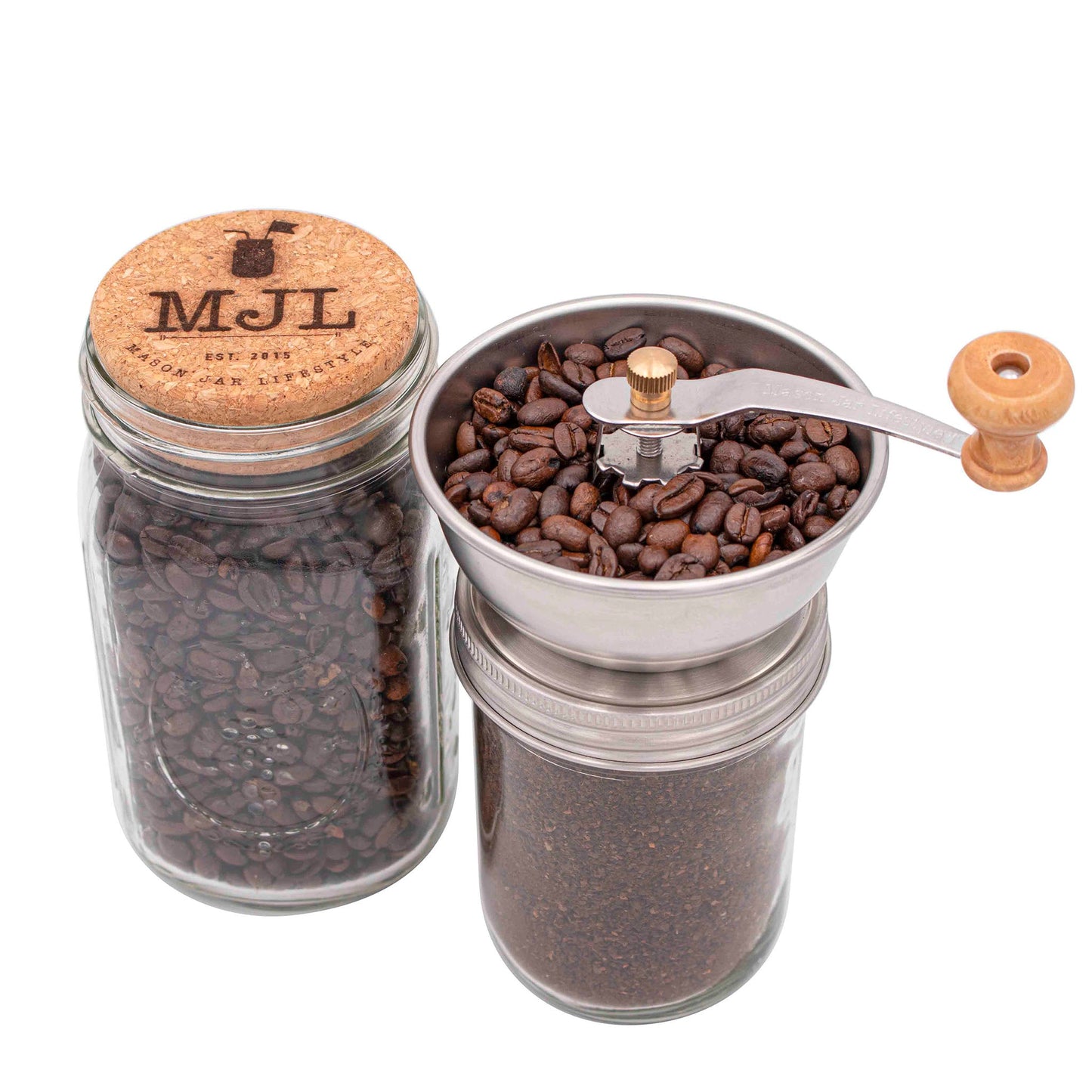 Coffee and Spice Grinder Lid for Mason Jars | Adjustable Ceramic Burr